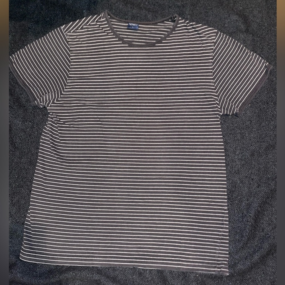 💫Vinci Size Large Men's Striped Gray T-Shirt